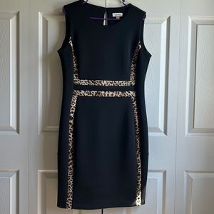 Calvin Klein black and cheetah print dress. Size 14
